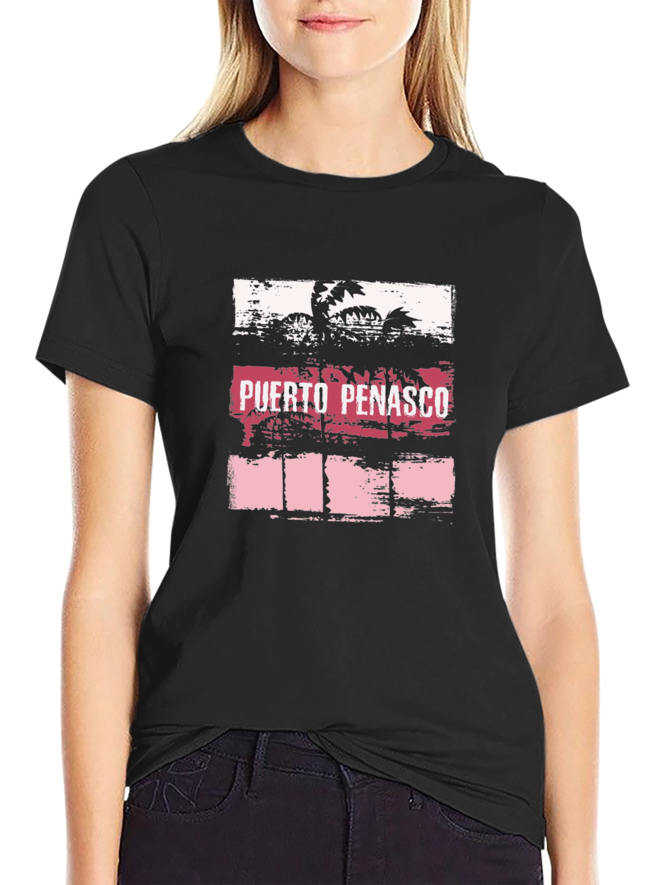 Puerto Penasco Palm Tree Graphic Black T-Shirt