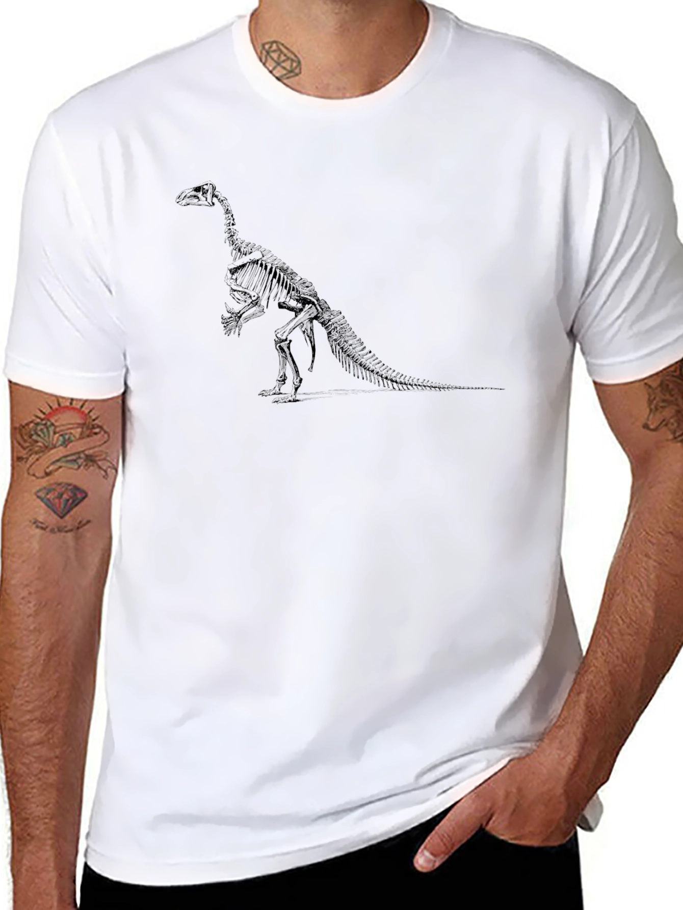 Dinosaur Skeleton Graphic Black T-Shirt