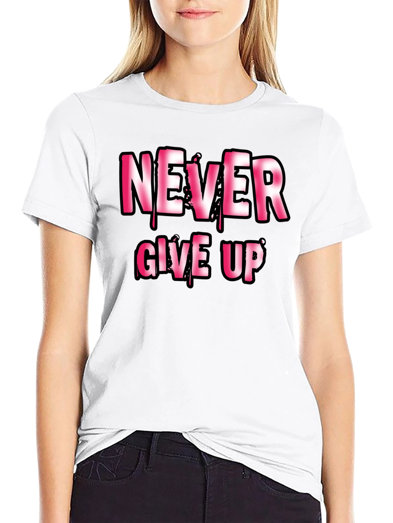 Never Give Up Motivational Graphic T-Shirt