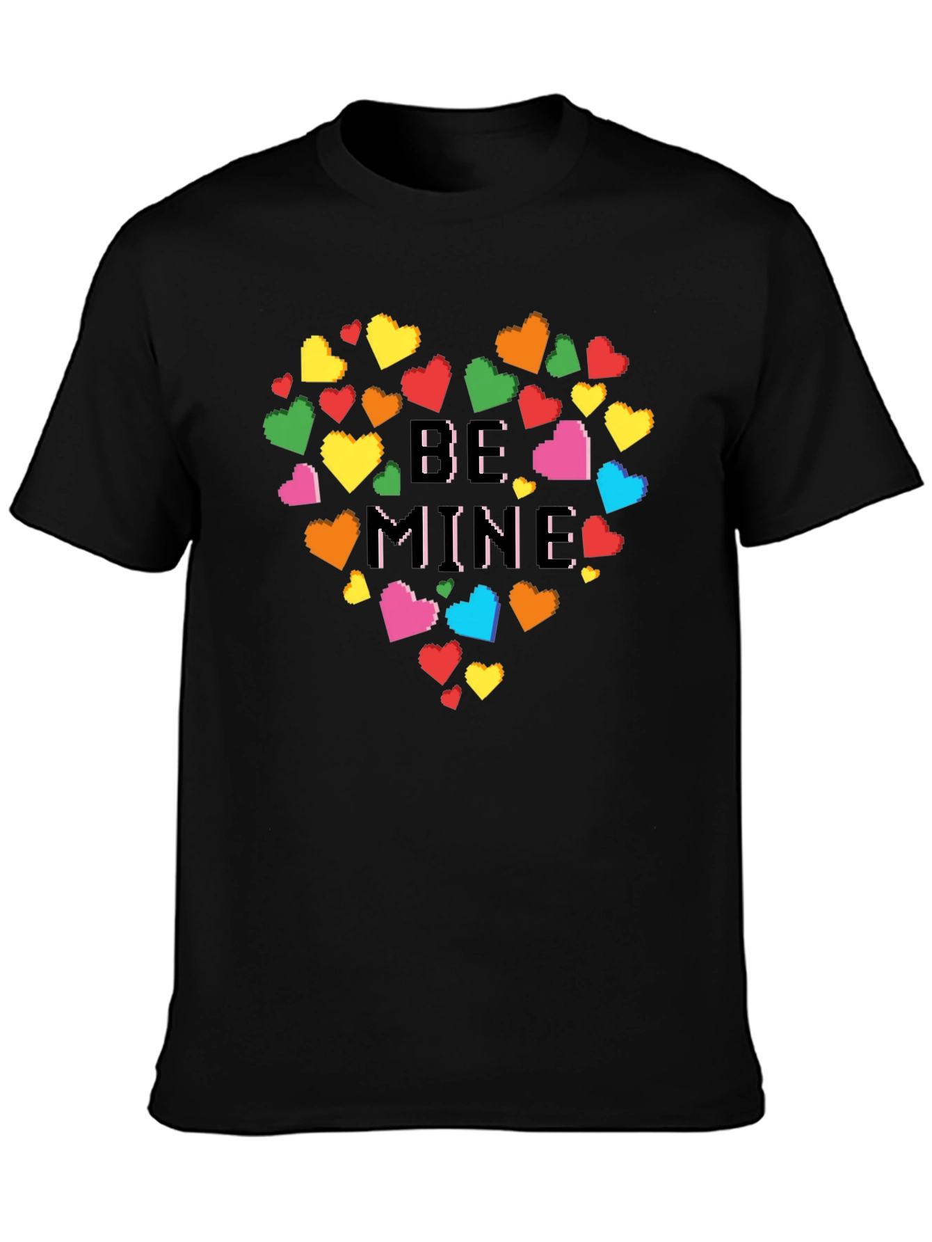 Be Mine Pixel Heart Graphic Tee - Black
