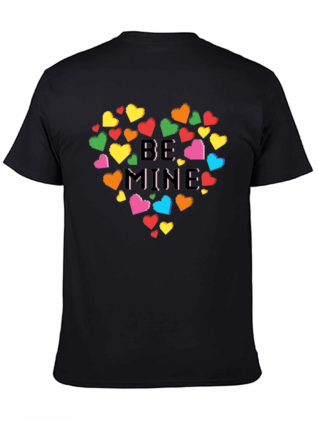 Be Mine Pixel Heart Graphic Tee - Black