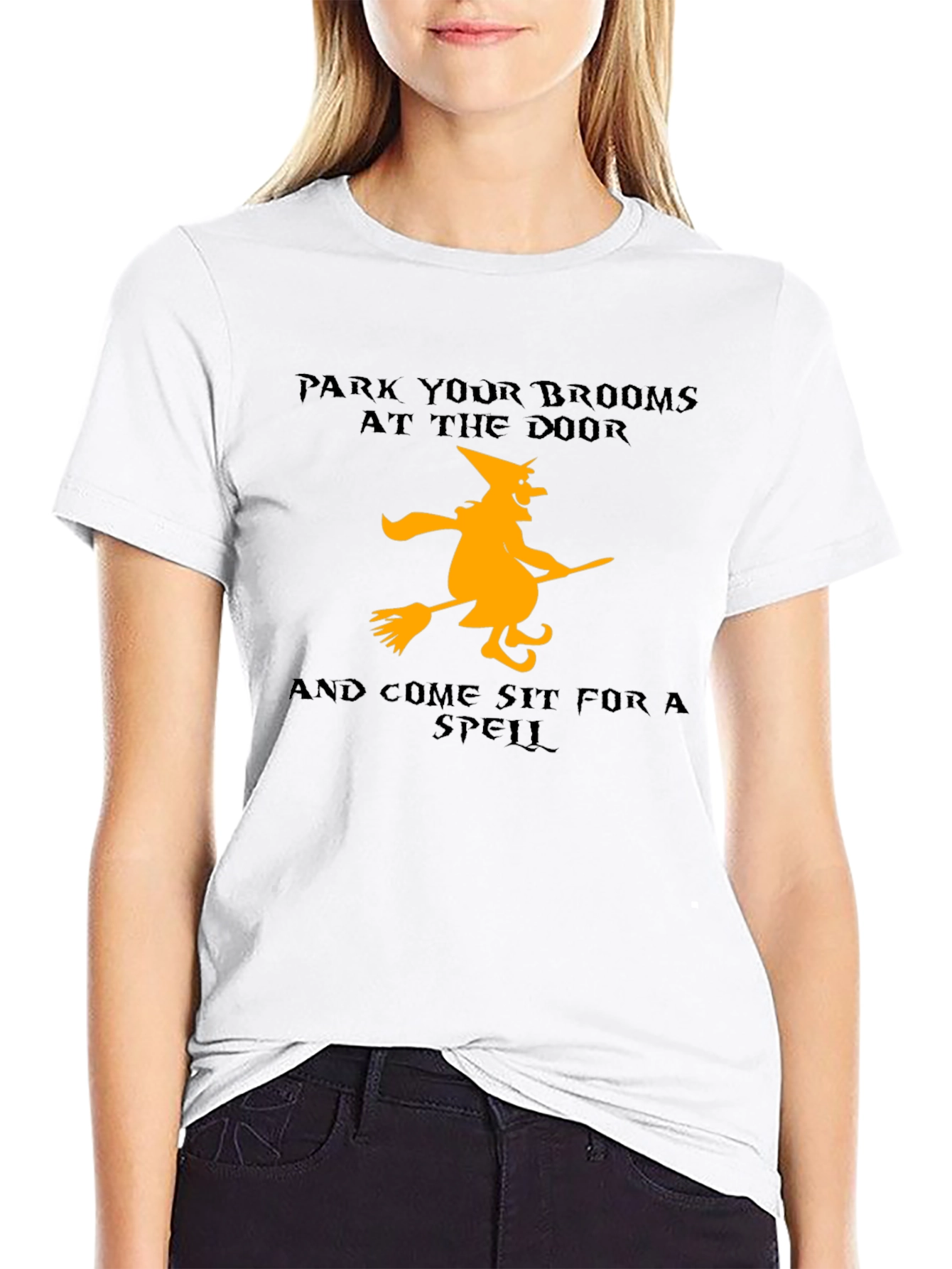 Halloween Witch T-Shirt - Park Your Brooms