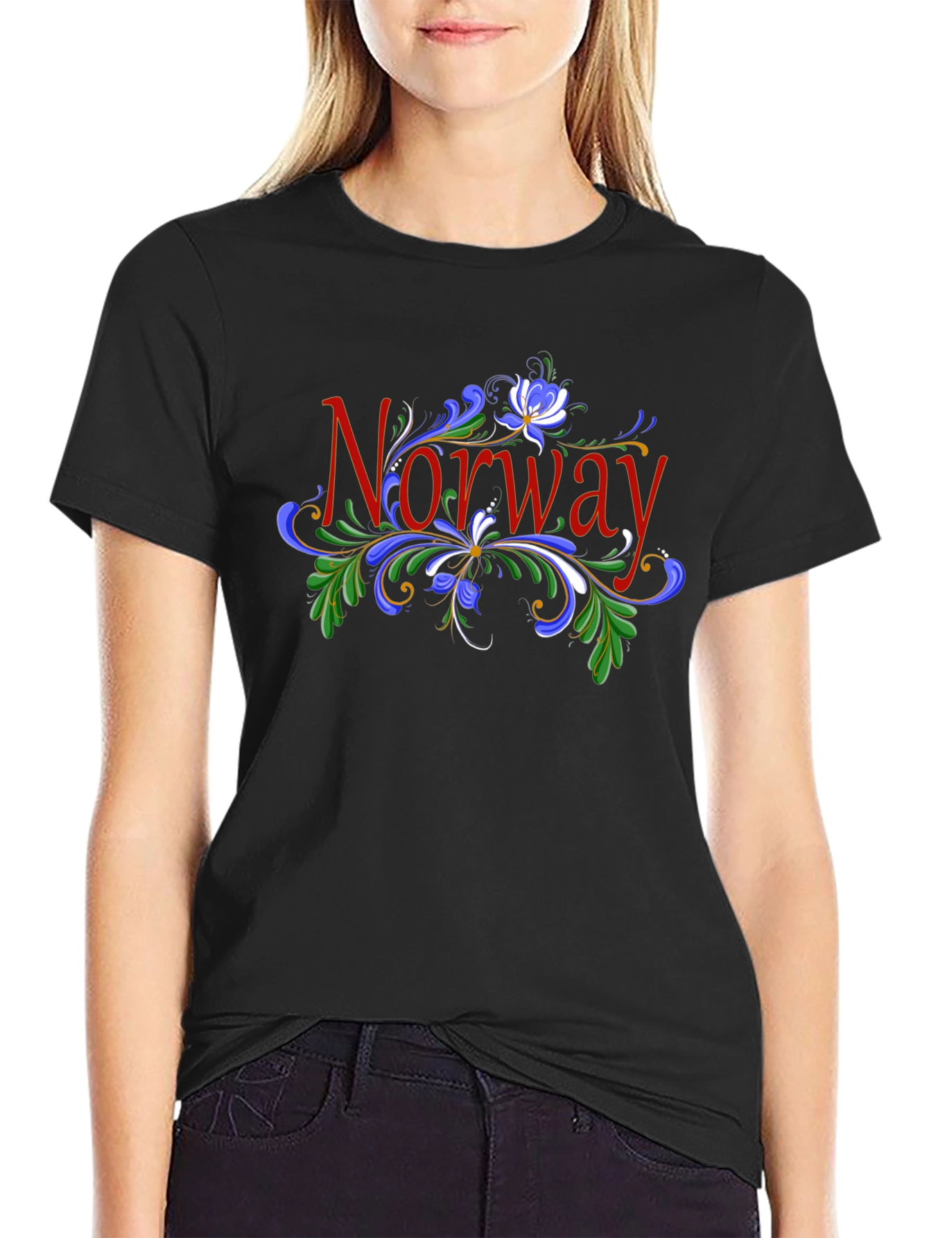 Norway Floral T-Shirt - Mens Black Tee