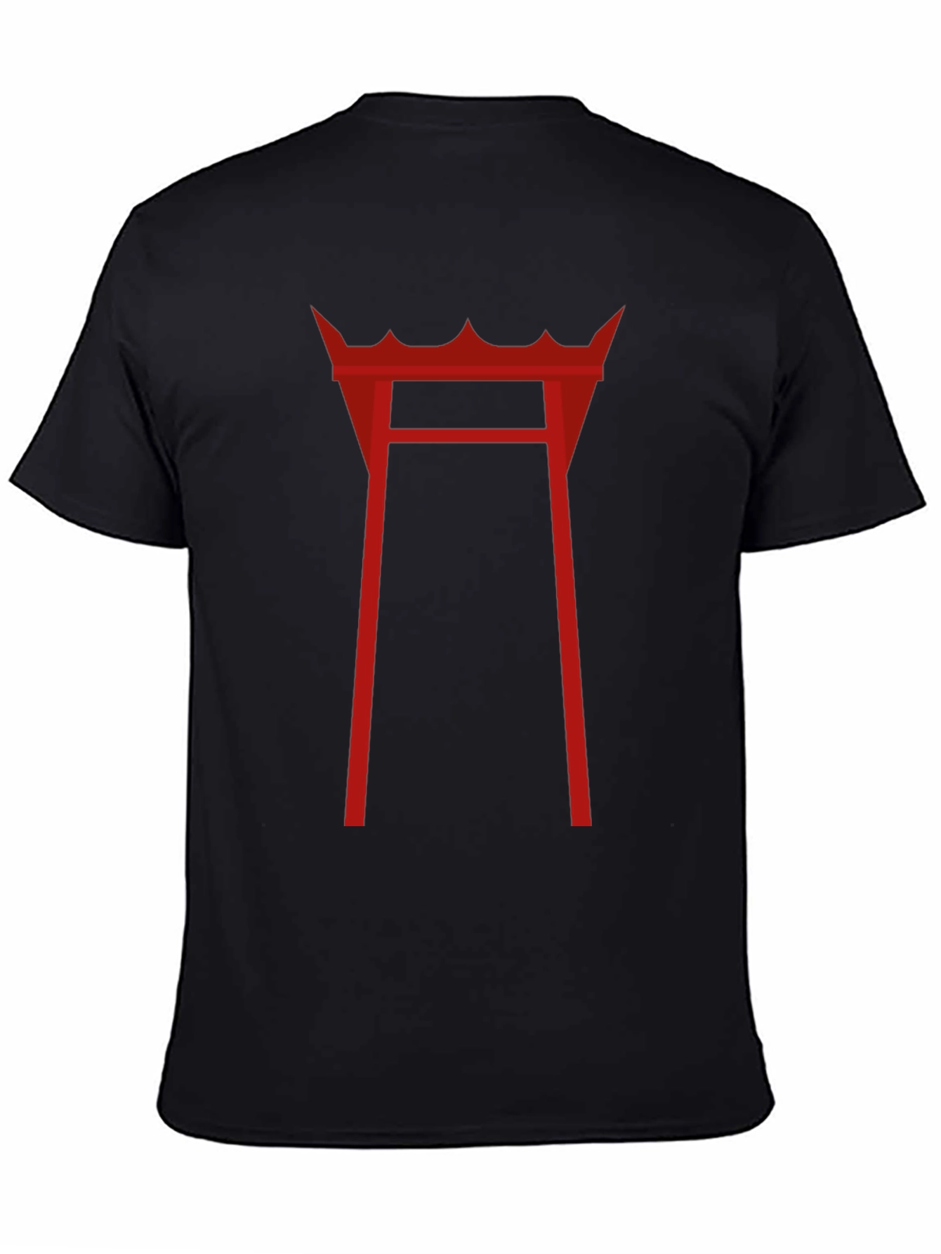 Red Torii Gate Graphic T-Shirt - Black