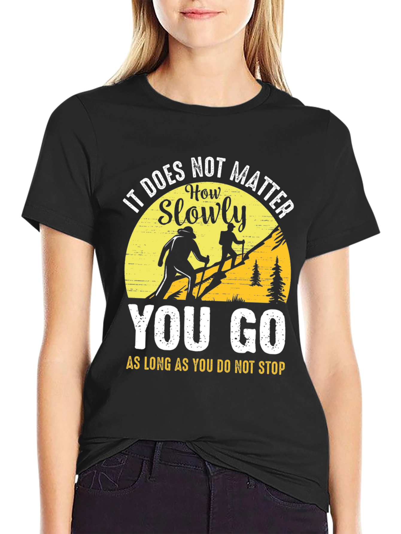 Motivational Hiking T-Shirt - Never Stop