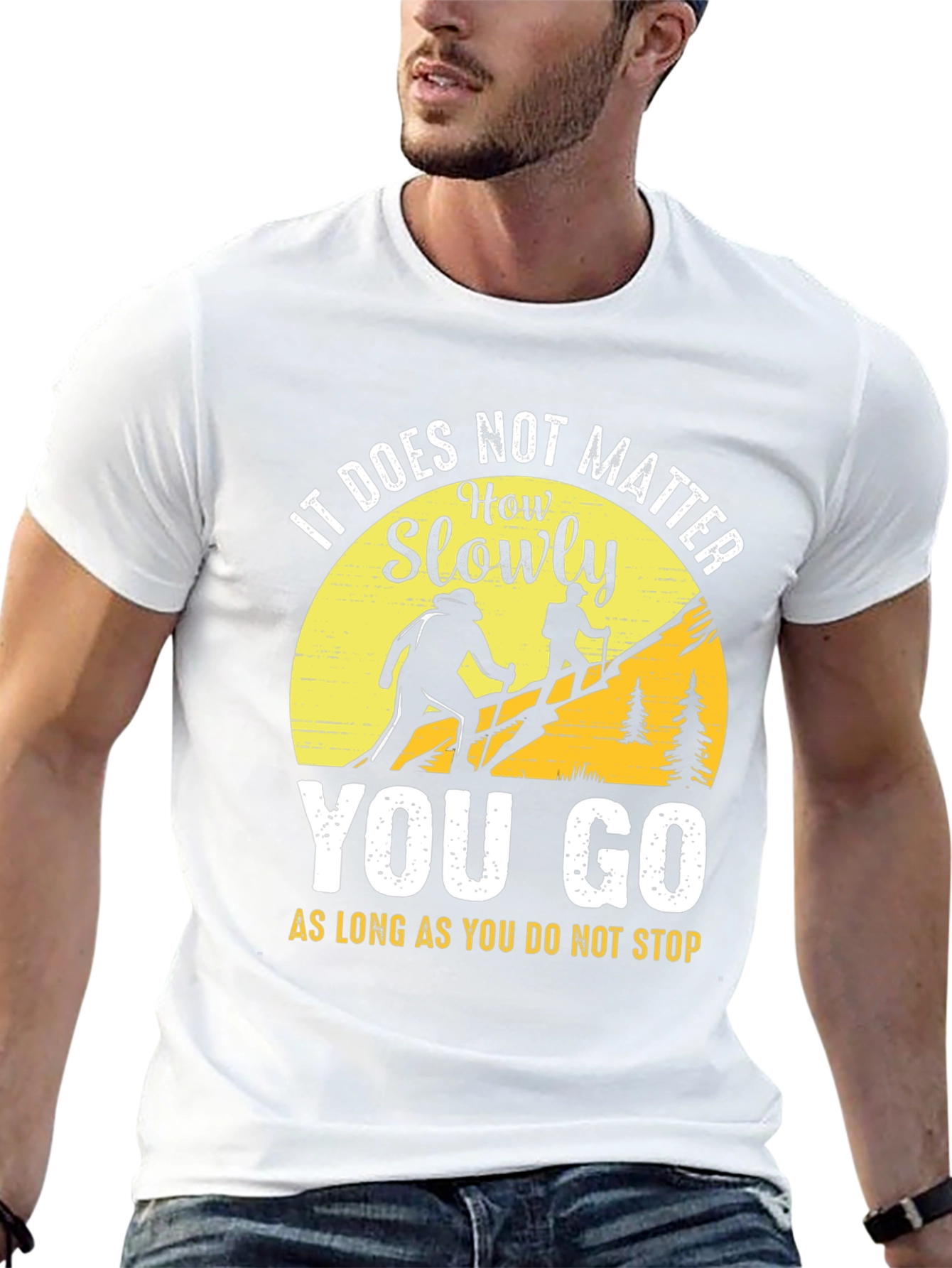 Motivational Hiking T-Shirt - Never Stop