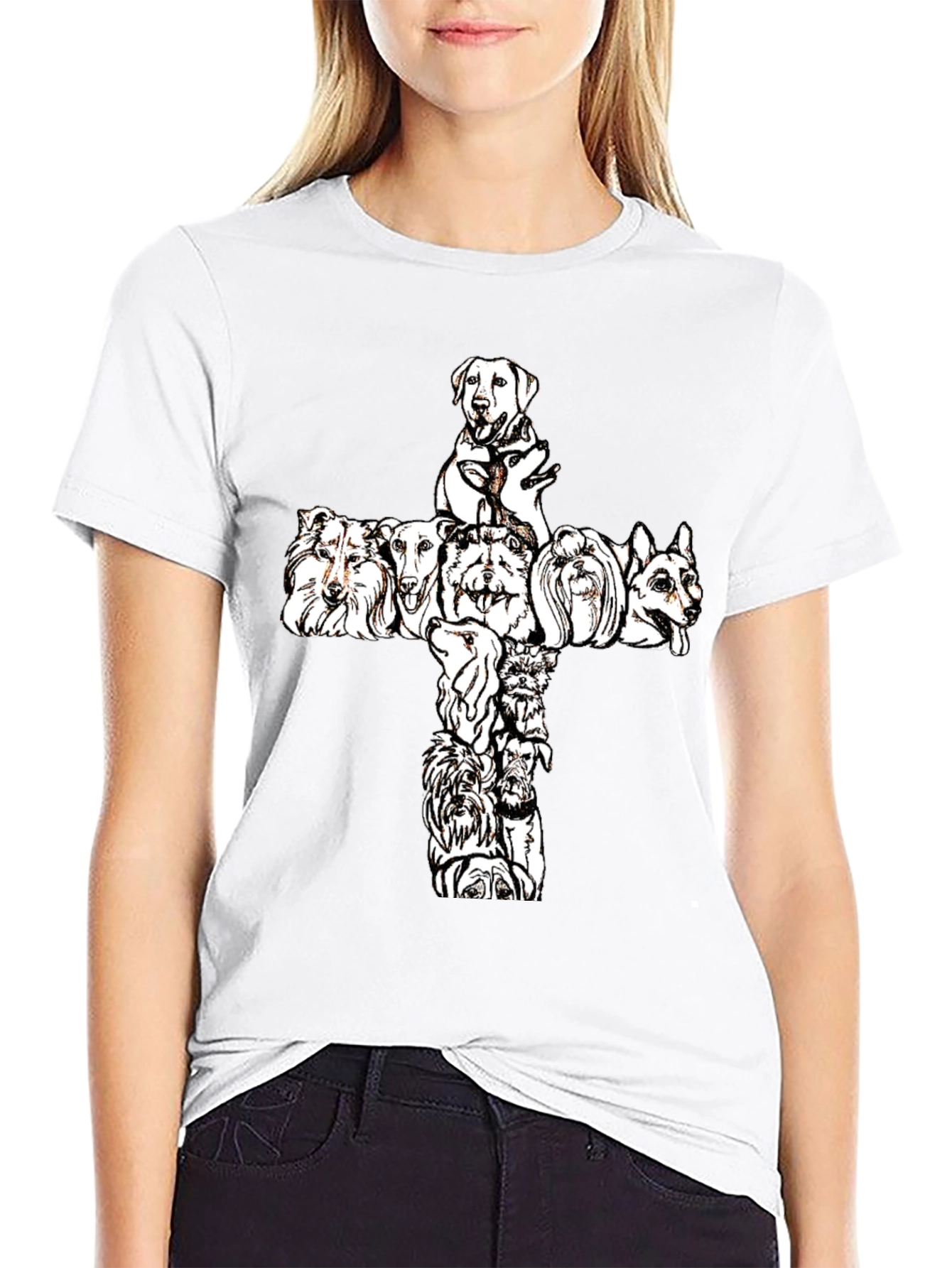 Dog Breed Cross Graphic Tee - Black