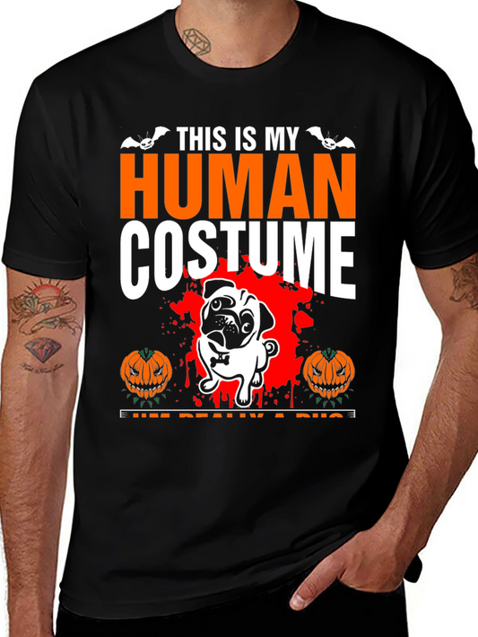 Halloween Pug Human Costume Graphic Tee