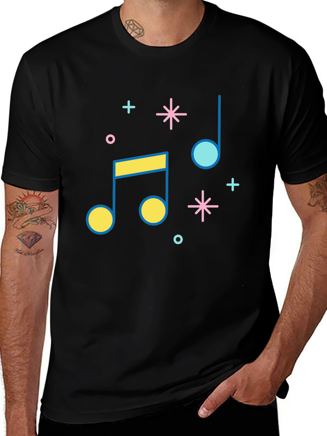 Musical Note Graphic Tee - Retro Style