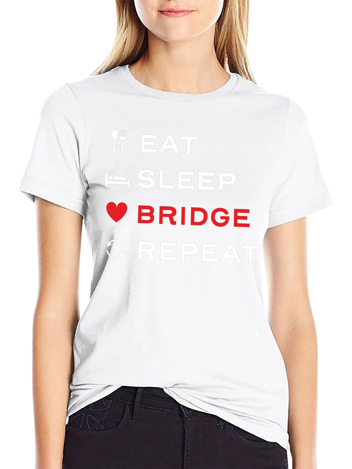 Eat Sleep Bridge Repeat Black T-Shirt