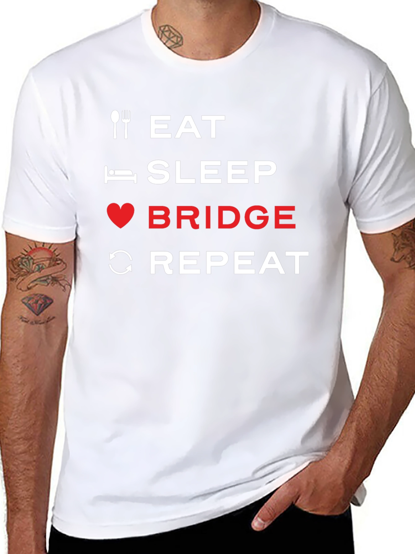 Eat Sleep Bridge Repeat Black T-Shirt