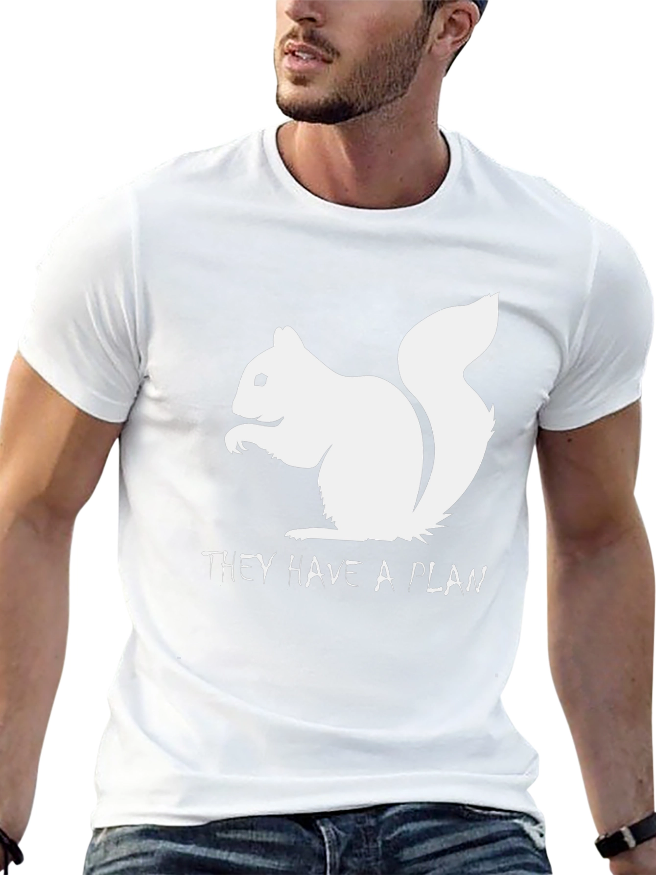 Squirrel They Have A Plan Black T-Shirt