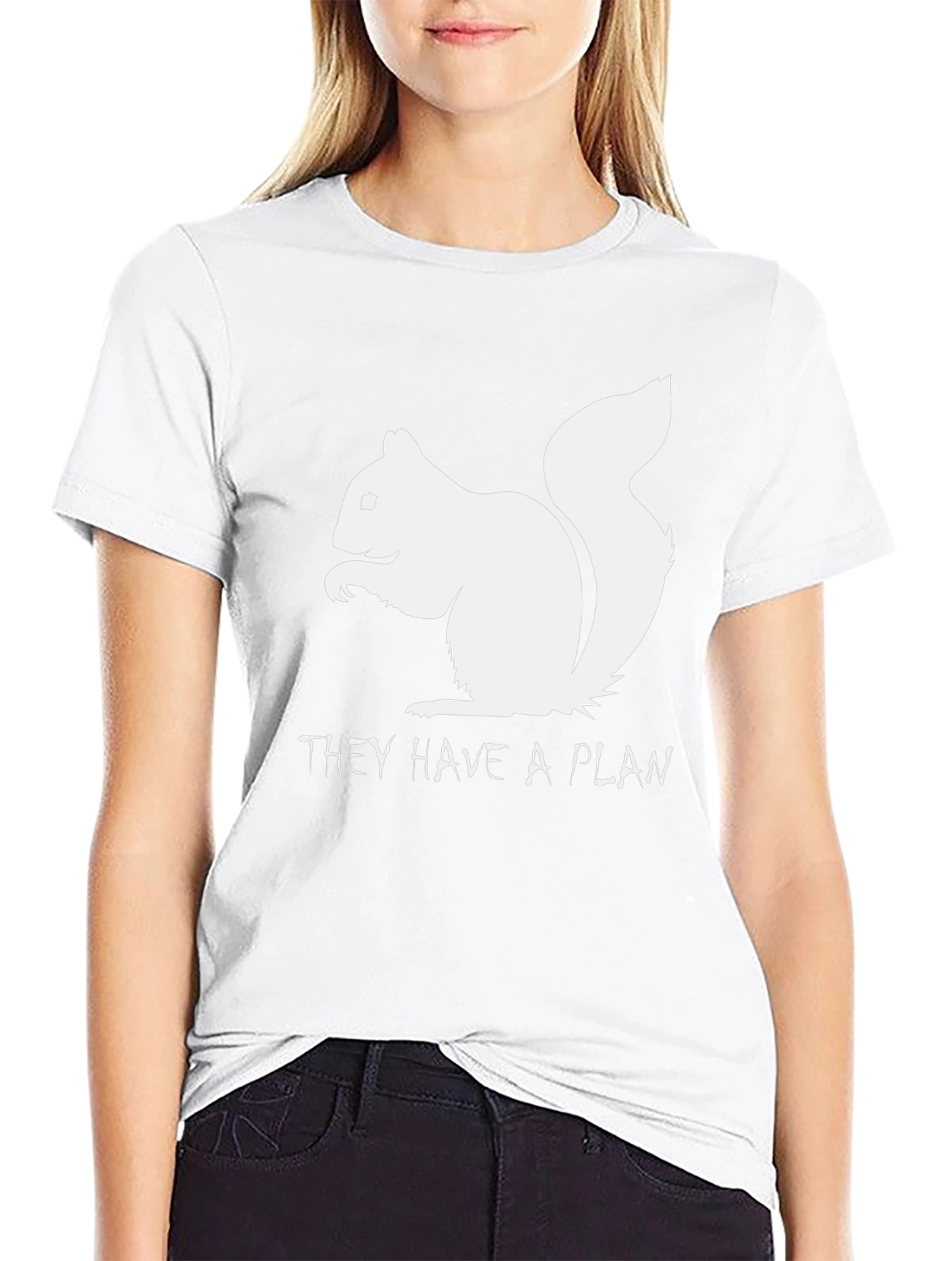 Squirrel They Have A Plan Black T-Shirt