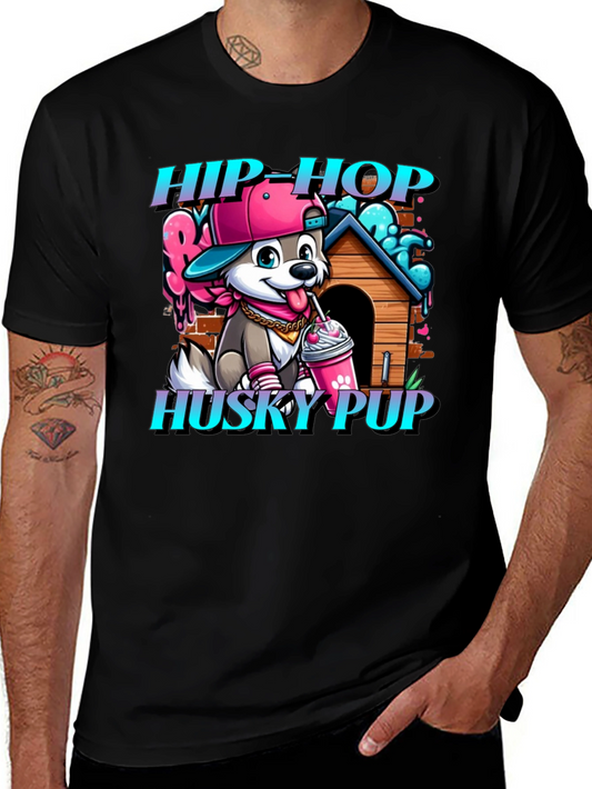 Hip Hop Husky Pup Graphic T-Shirt