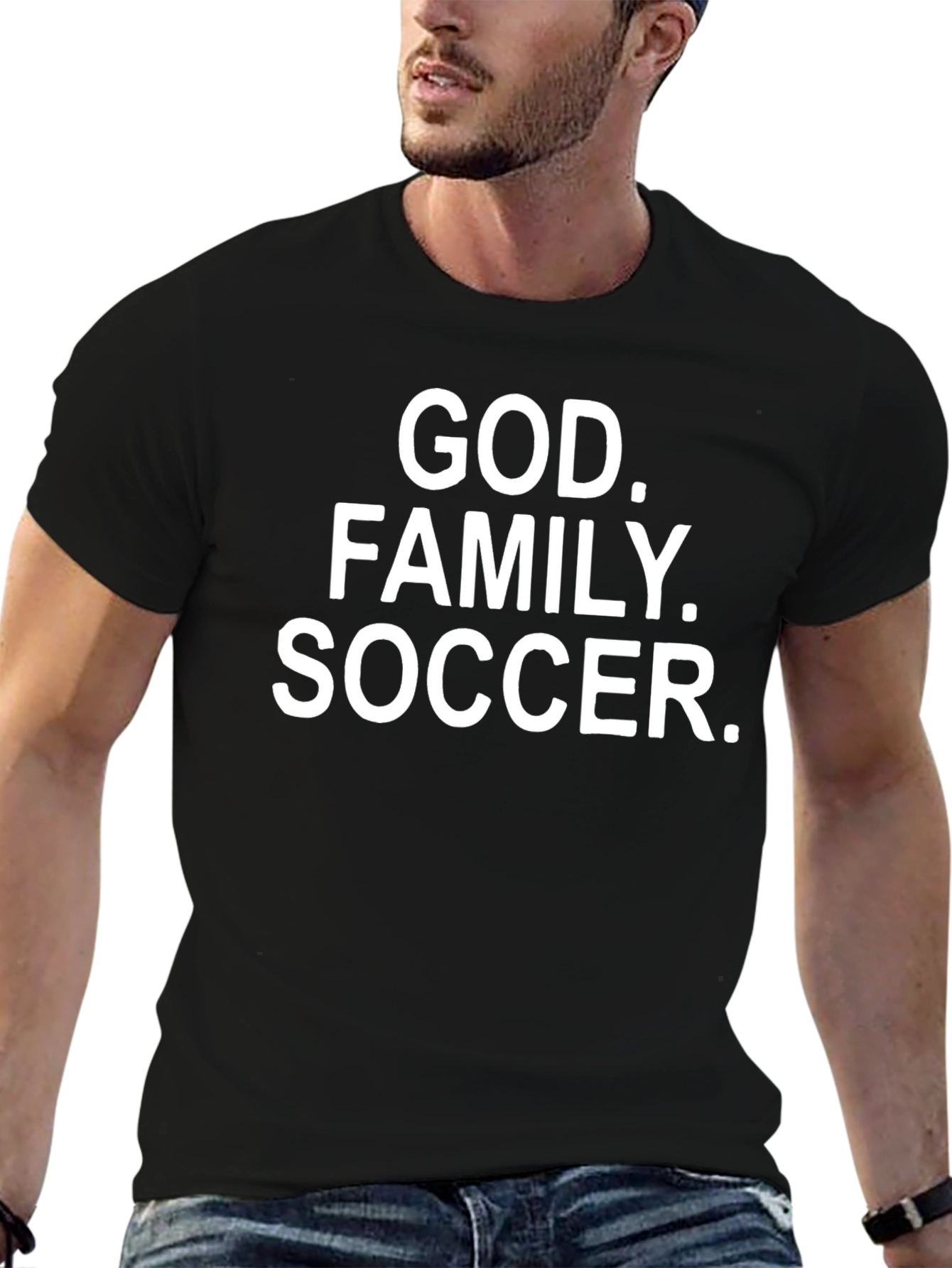 God Family Soccer Black T-Shirt