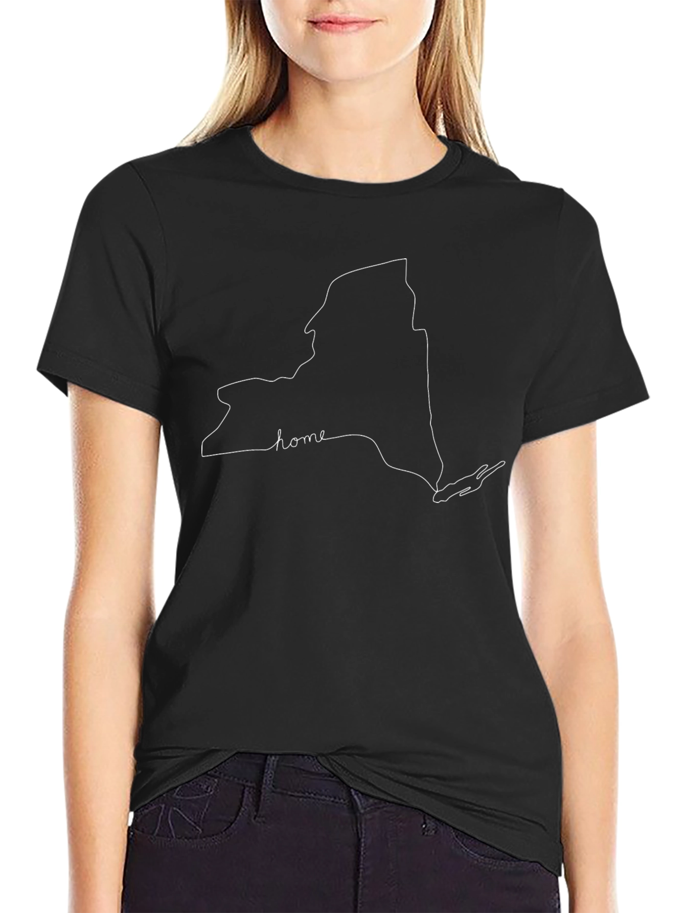 New York Home State Outline Graphic T-Shirt