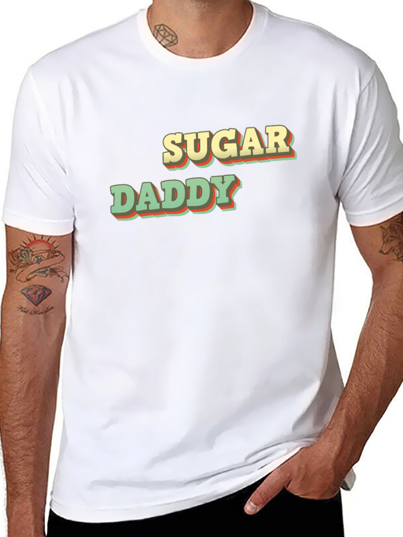 Retro Sugar Daddy Graphic Tee - Black Cotton T-Shirt