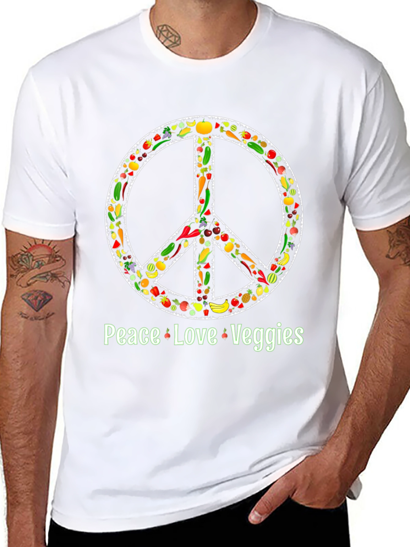 Peace Love Veggies T-Shirt - Vegetarian Vegan Shirt