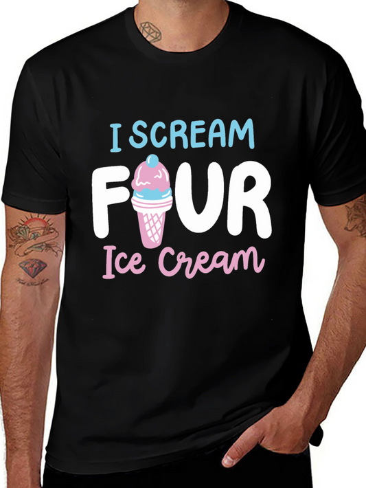 I Scream Four Ice Cream Black T-Shirt