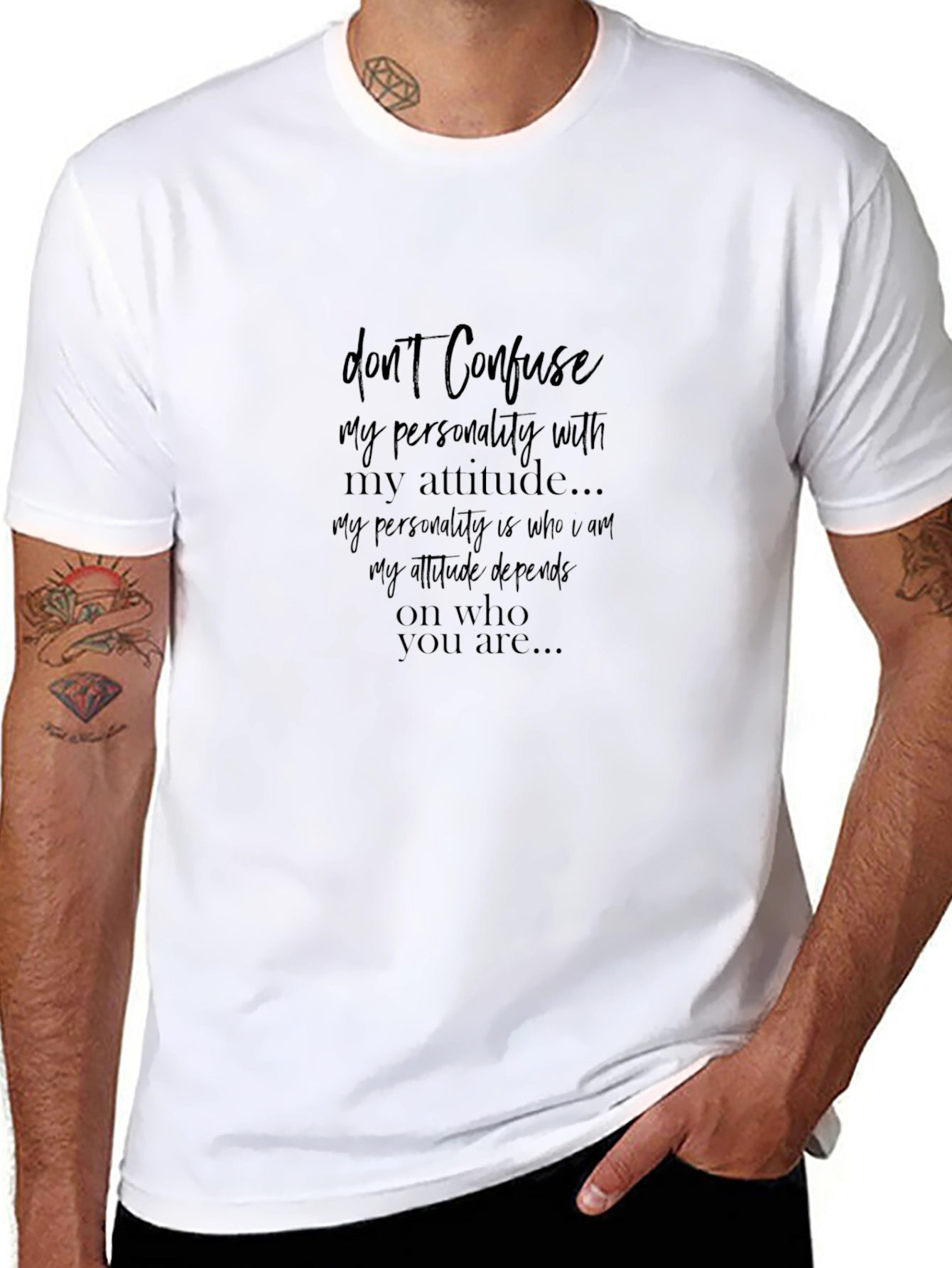 Dont Confuse My Personality T-Shirt - Stylish Black Tee