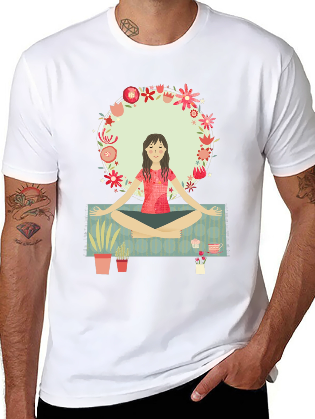 Yoga Girl Flower Circle Graphic Tee