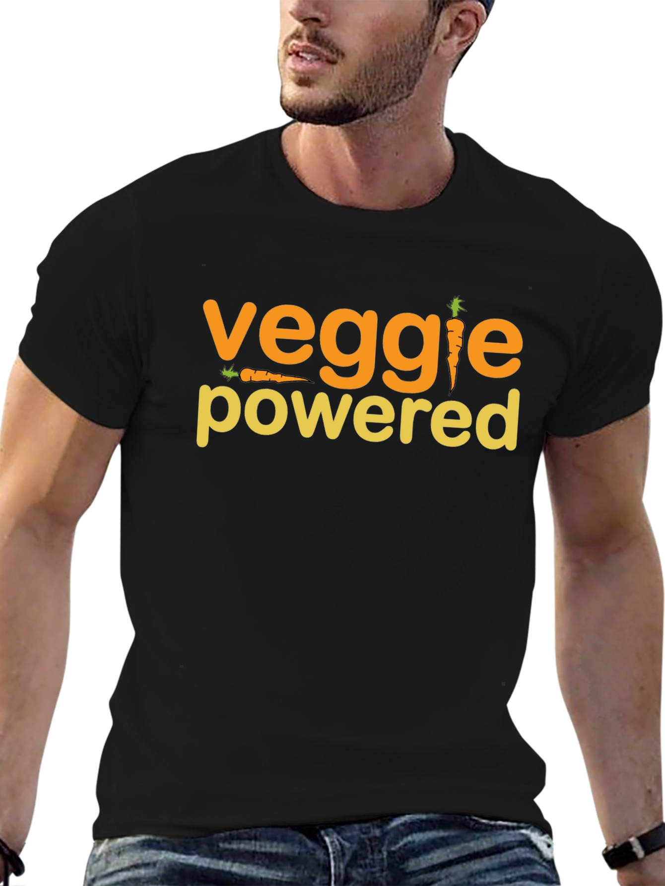 Veggie Powered Graphic Tee - Black Casual T-Shirt