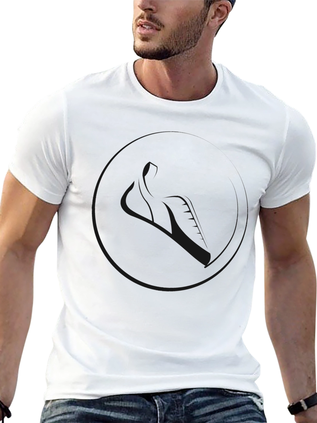 Mens Solid Black Crew Neck T-Shirt