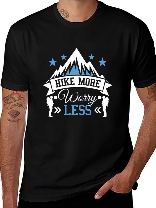 Hike More Worry Less Graphic Tee - Outdoor Adventure Shirt
