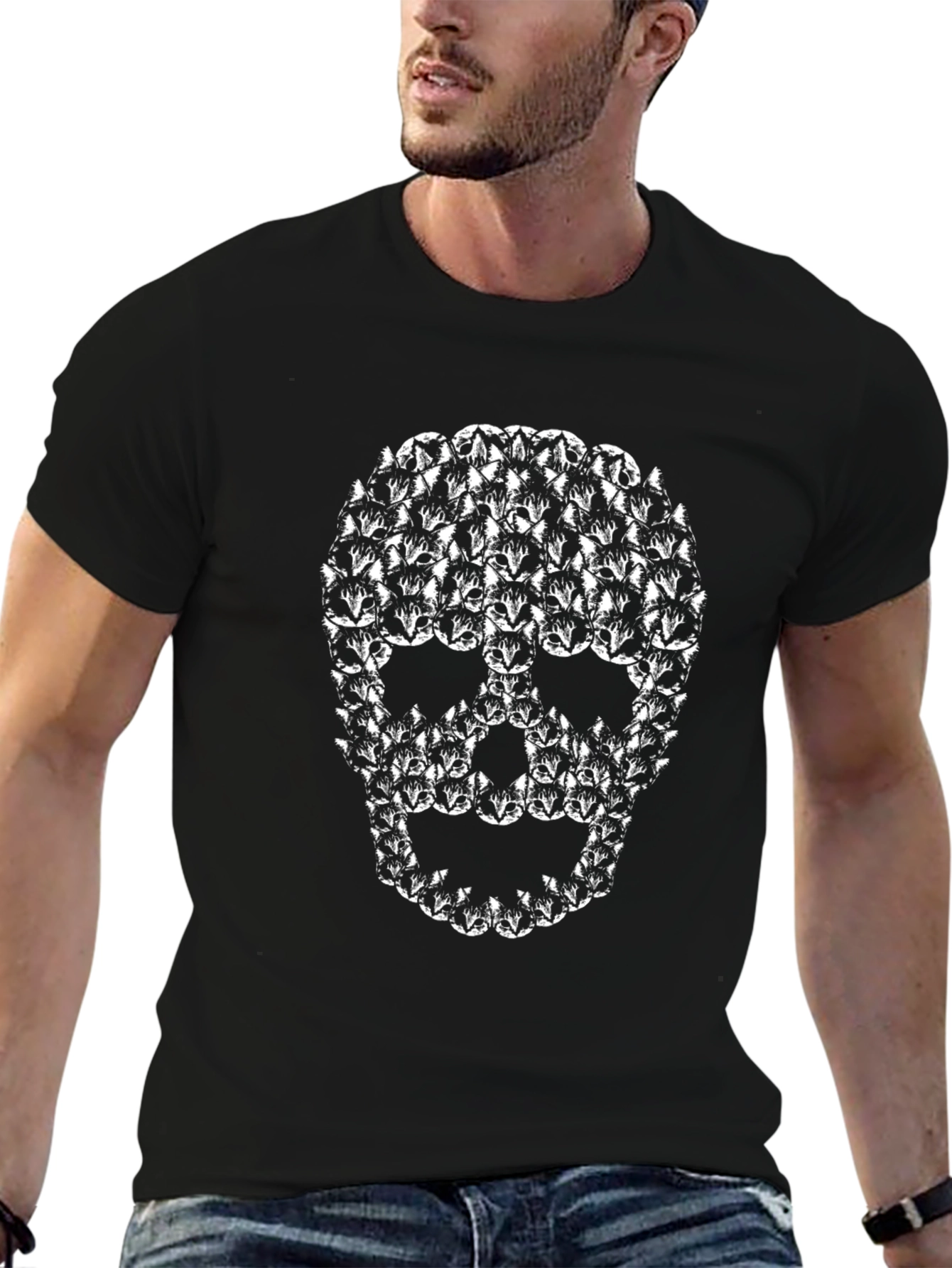 Skull Made of Cats T-Shirt - Black