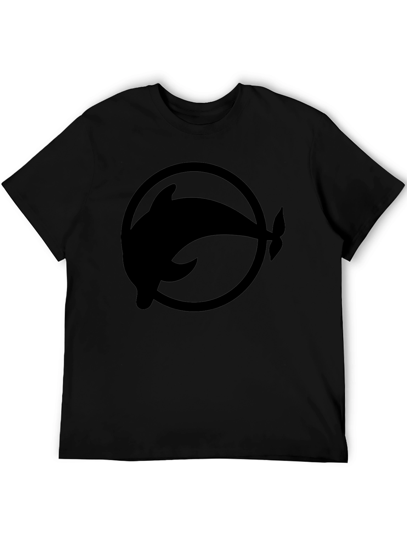 Black Dolphin Circle Graphic Tee - Stylish Casual Wear
