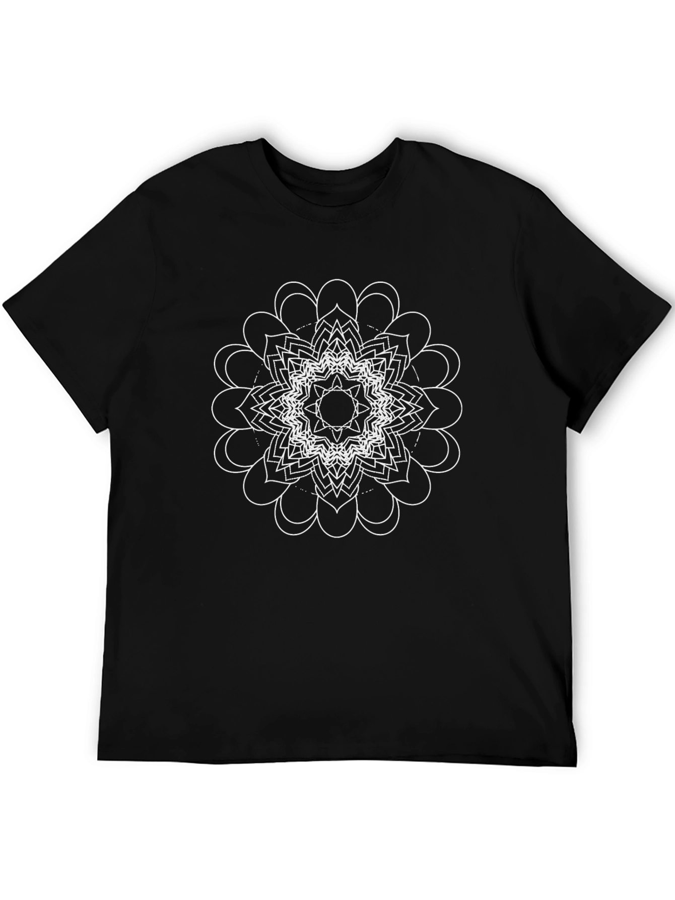 Geometric Mandala Graphic Tee - Black Cotton T-Shirt