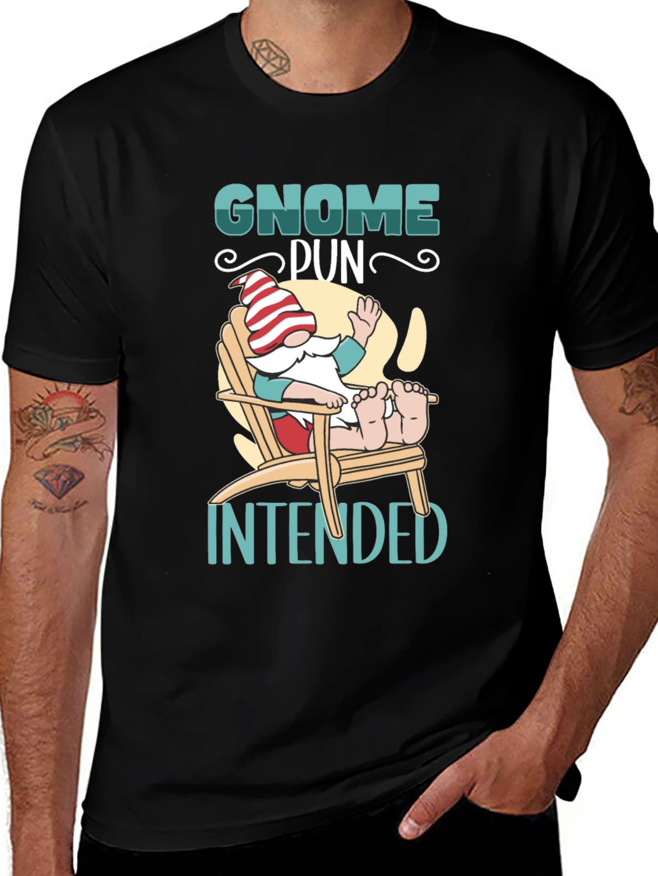 Gnome Pun Intended Black T-Shirt