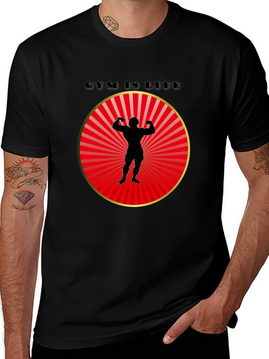 Gym Is Life Graphic Tee - Bodybuilder Design