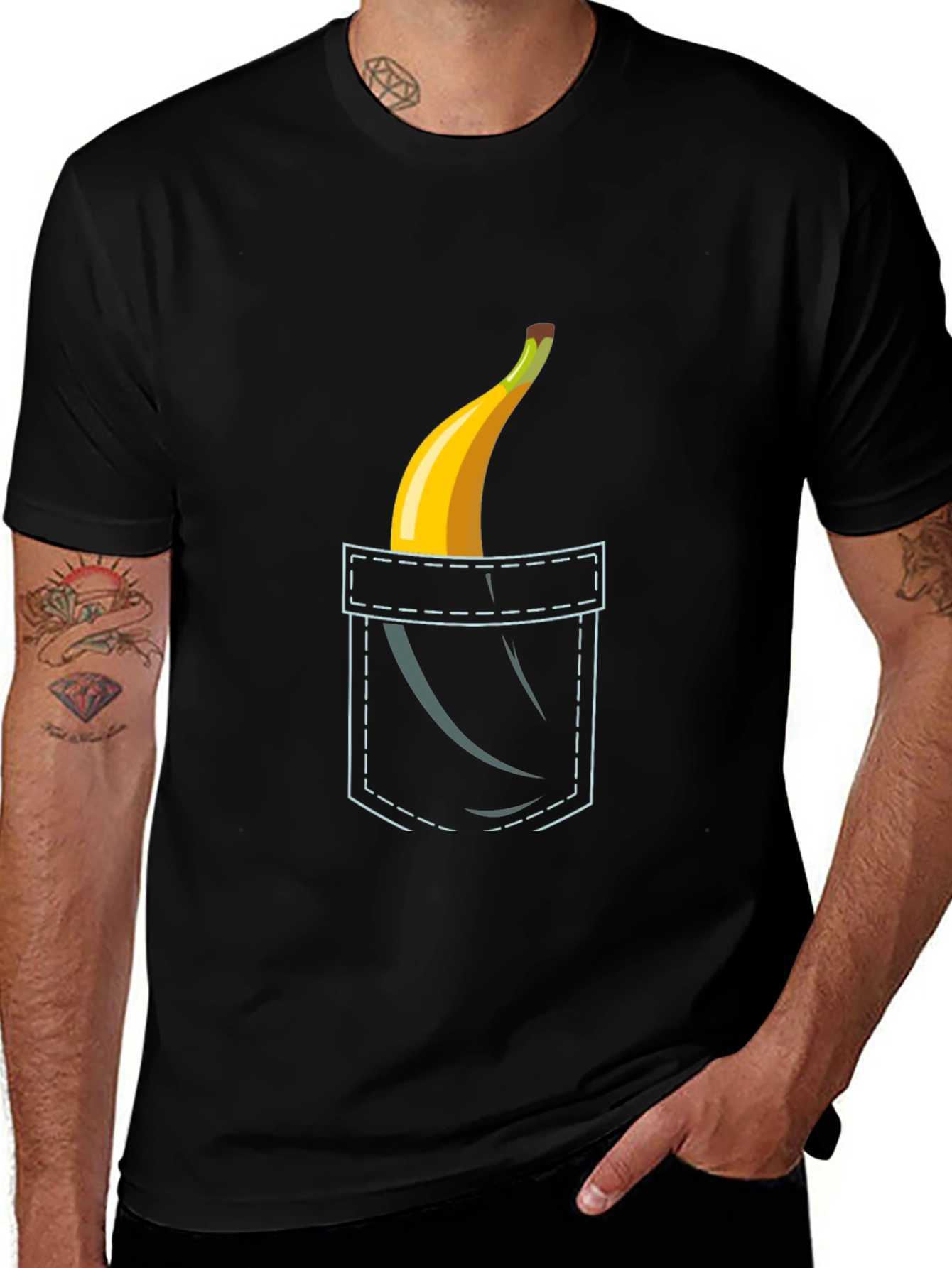 Banana Pocket Graphic Tee - Funny Novelty Shirt