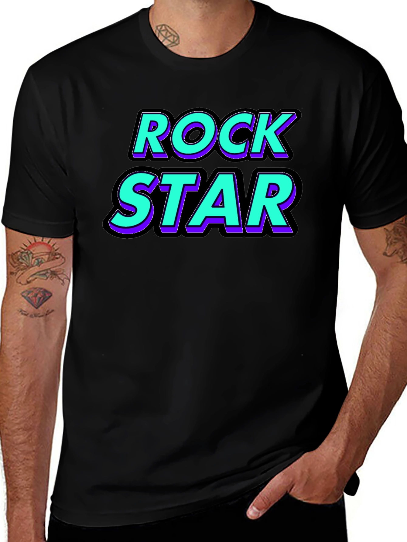Rock Star Graphic Tee - Black Cotton T-Shirt