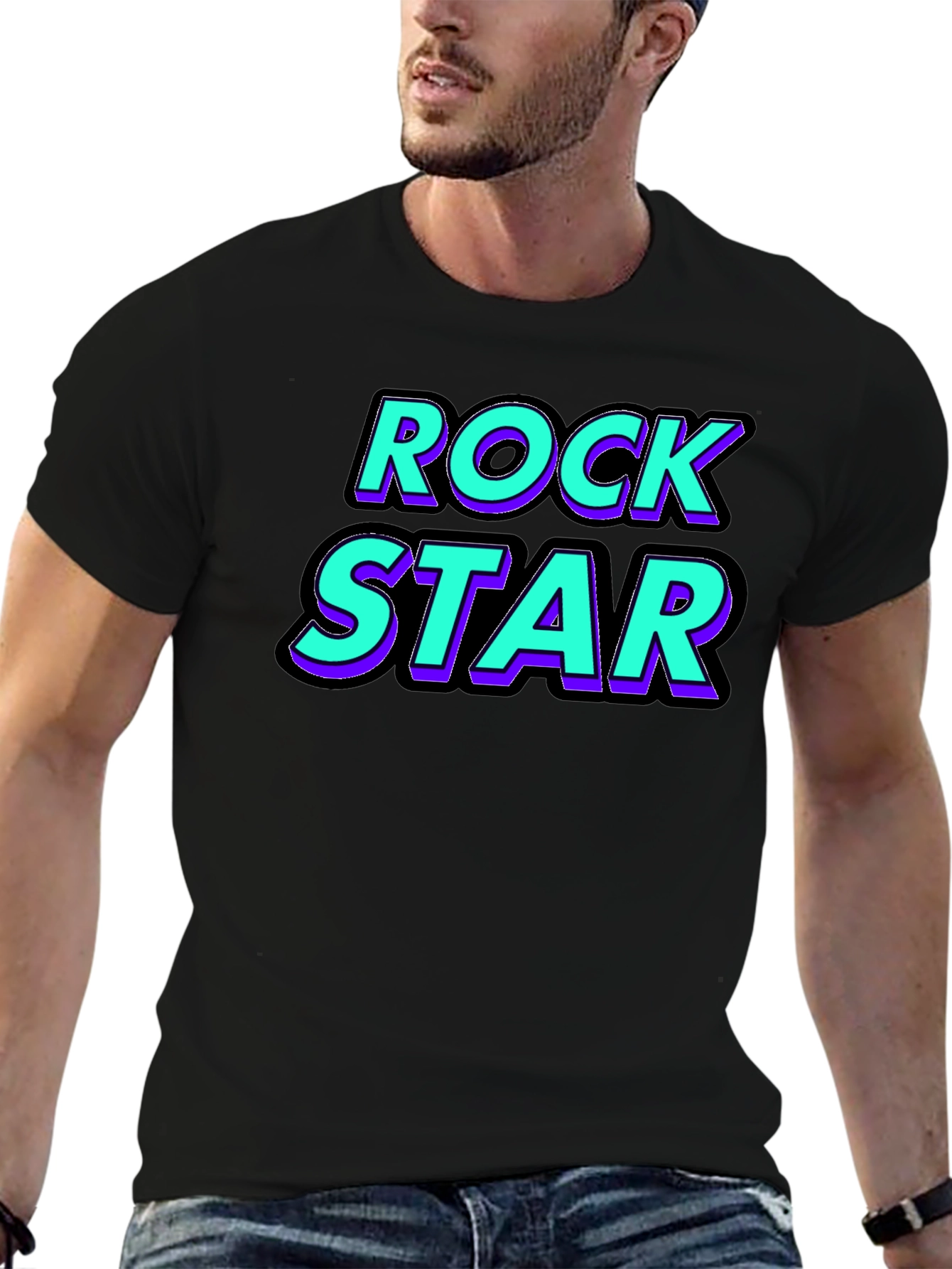 Rock Star Graphic Tee - Black Cotton T-Shirt