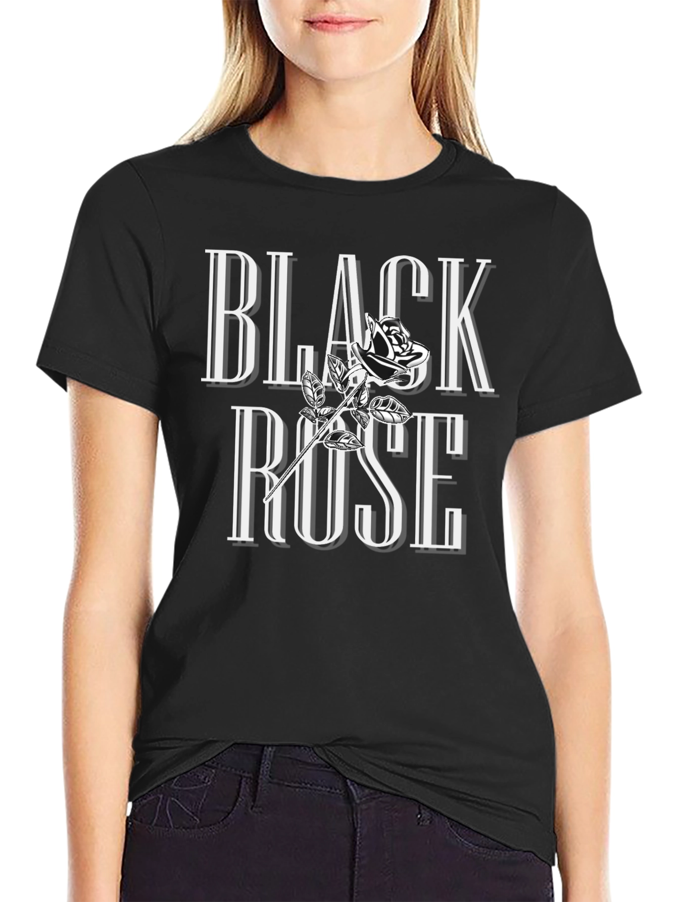 Black Rose Graphic T-Shirt - Stylish Cotton Tee