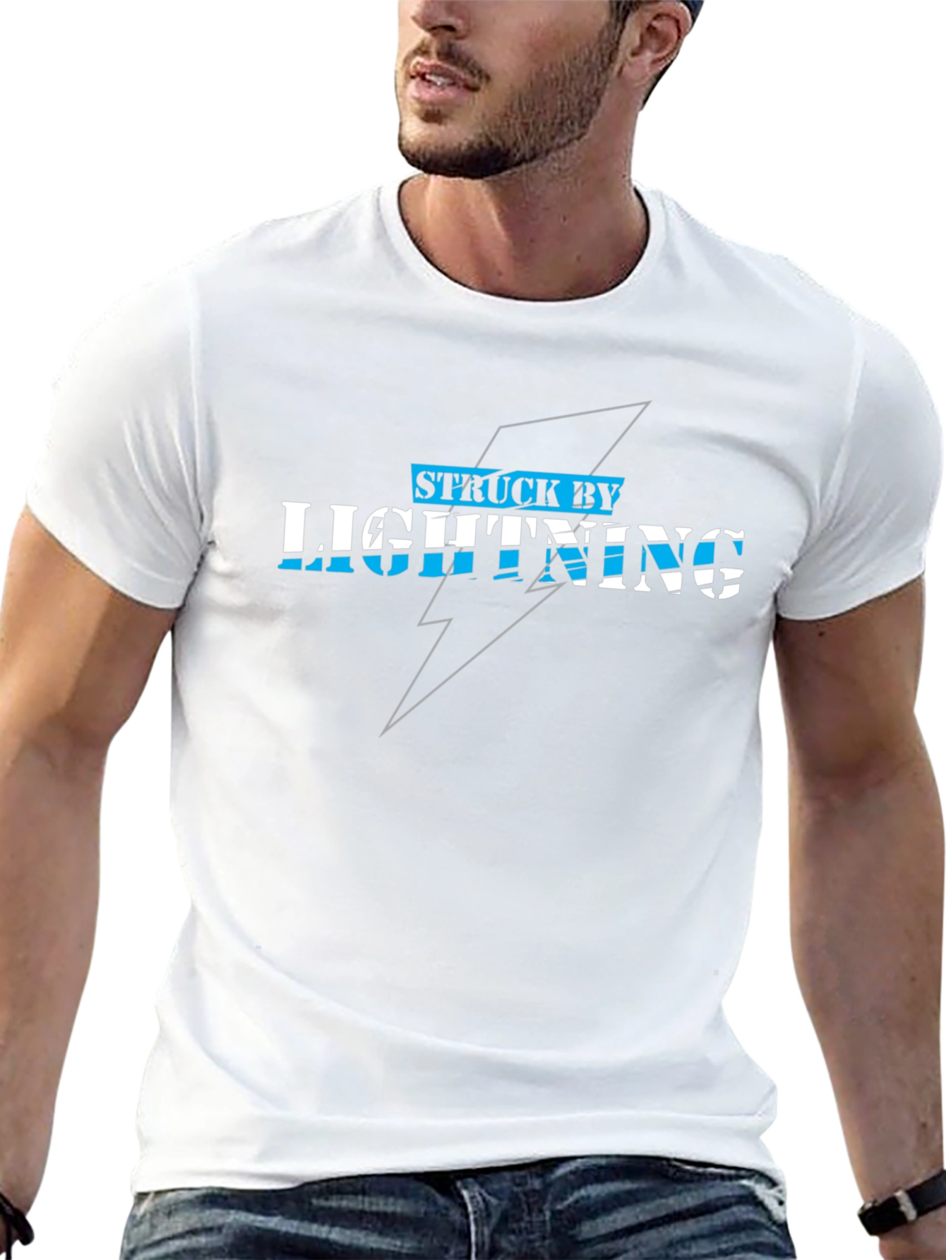 Struck By Lightning Graphic Tee - Black Cotton T-Shirt