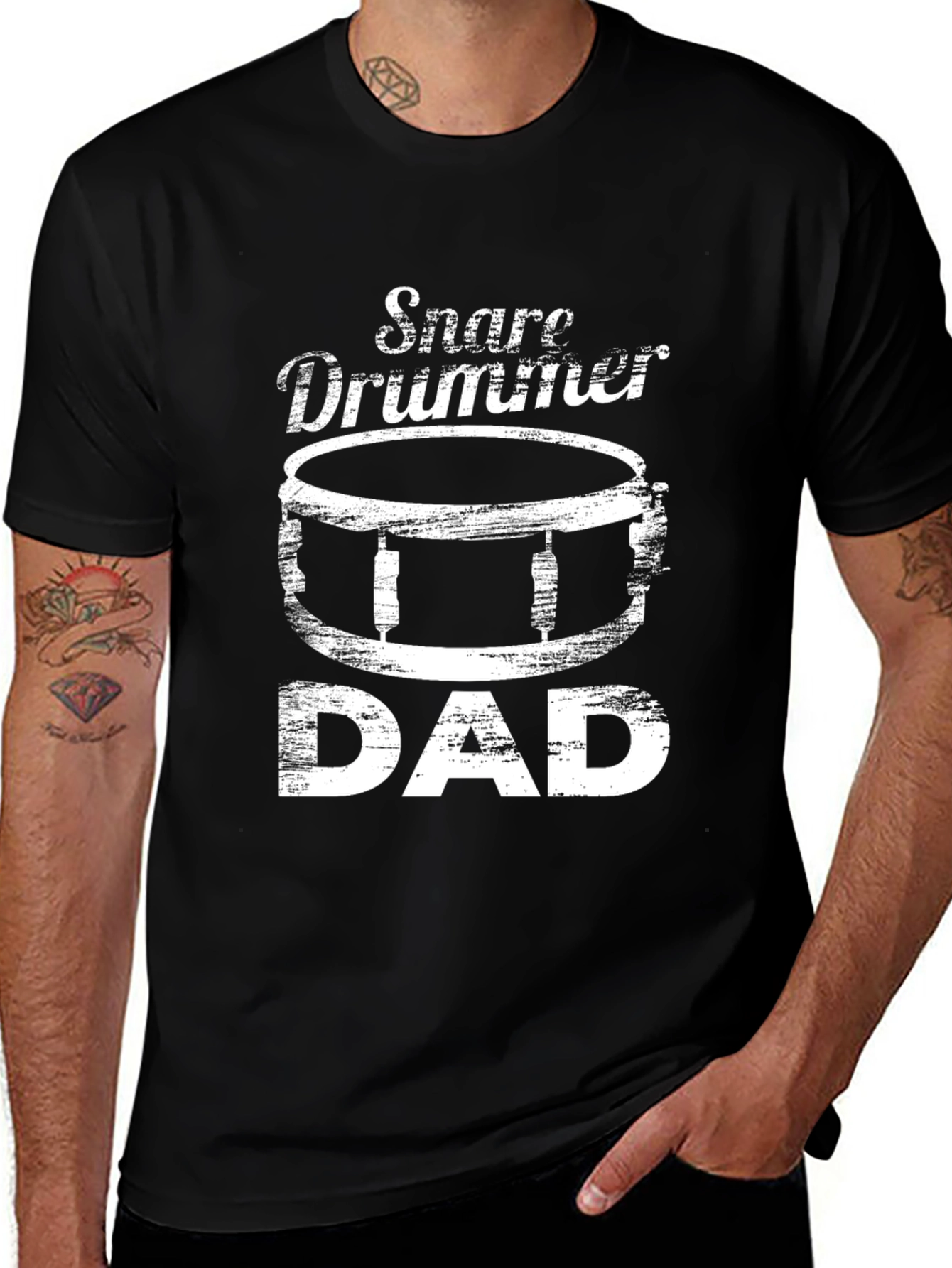 Snare Drummer Dad T-Shirt - Black
