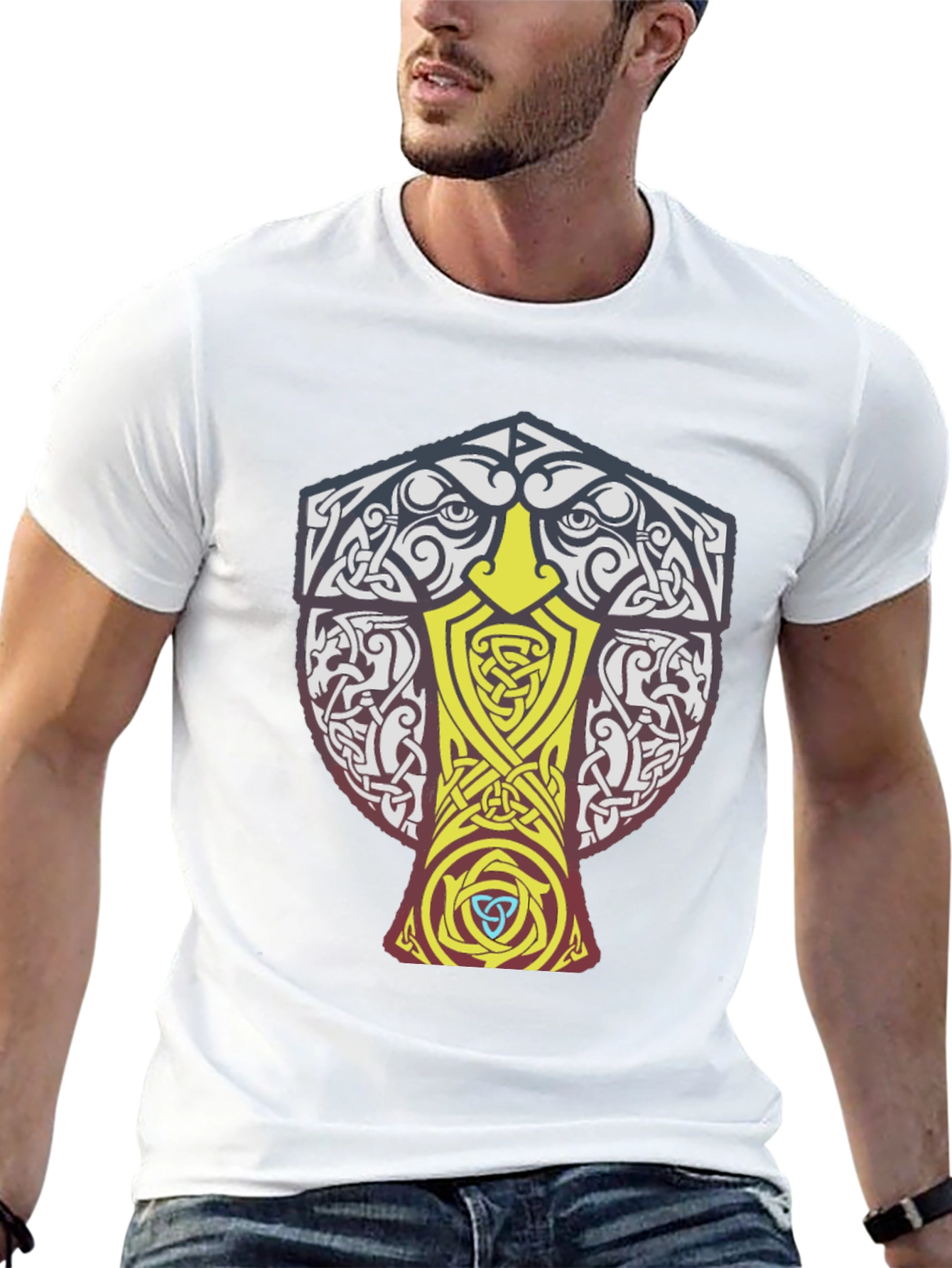 Viking Knotwork Raven T-Shirt - Black