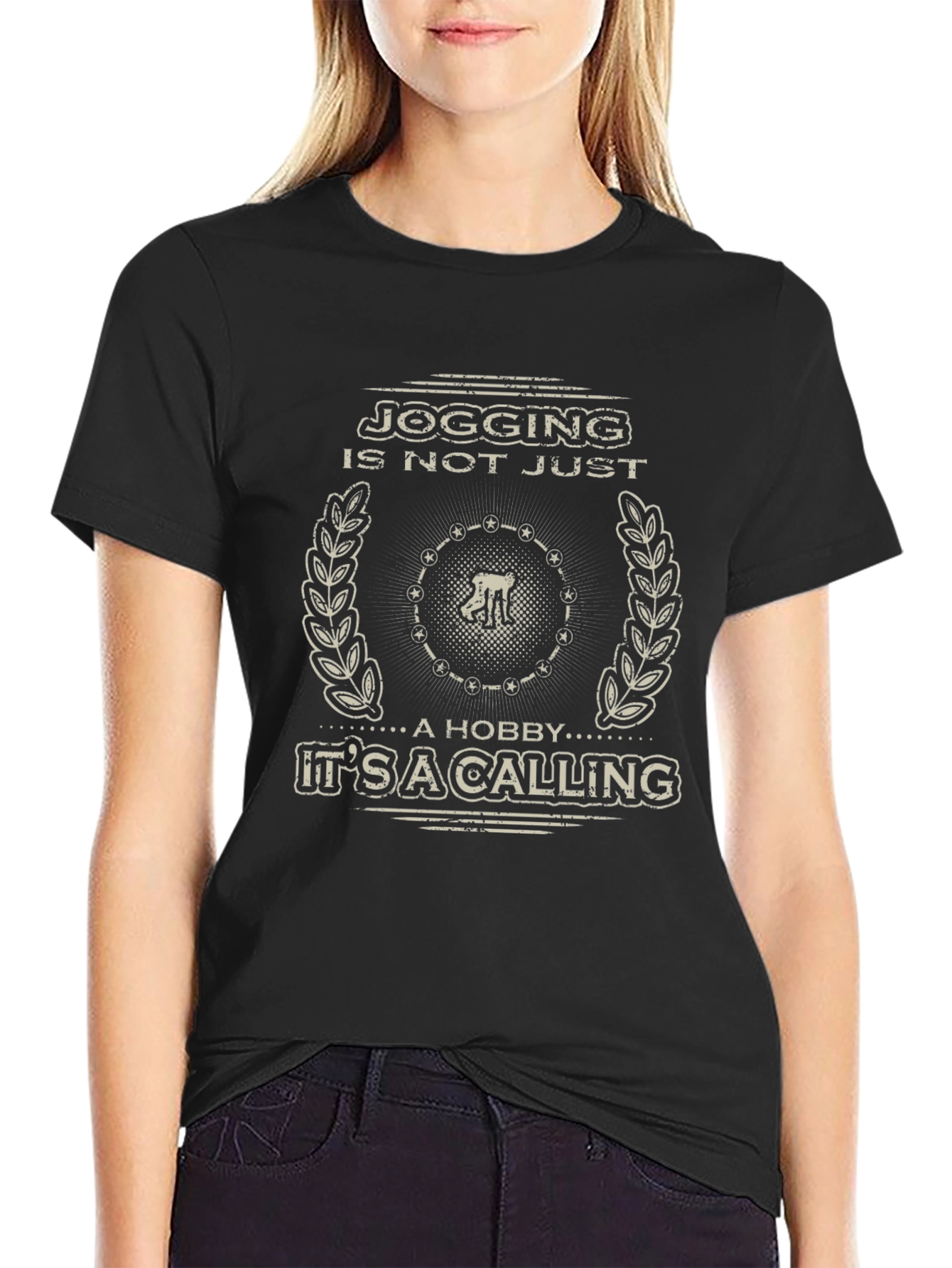 Jogging is a Calling Black Graphic T-Shirt