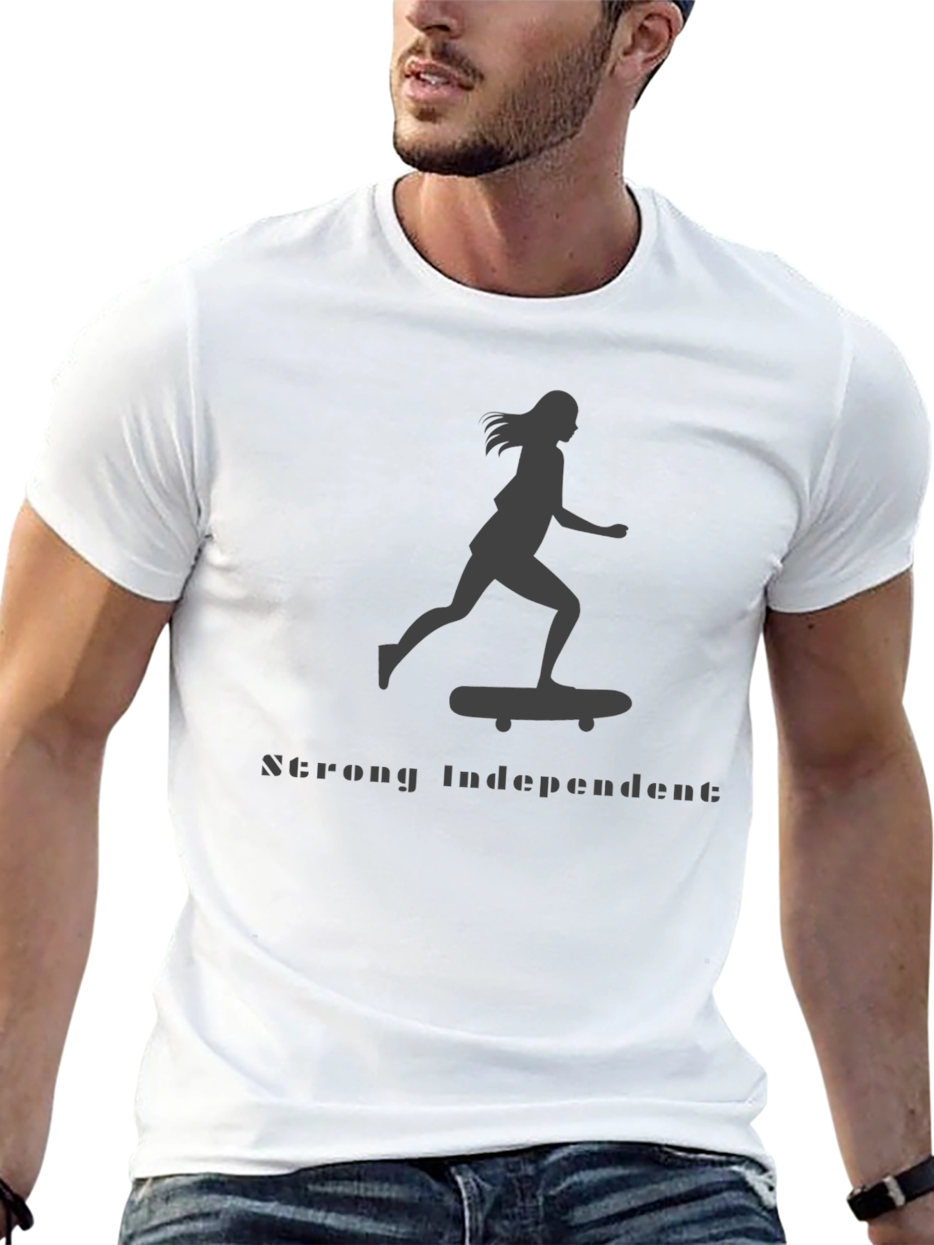 Strong Independent Woman Skateboarder Graphic Tee