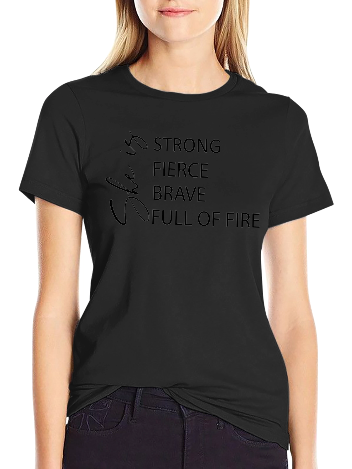 Strong Fierce Brave Graphic Tee - Black