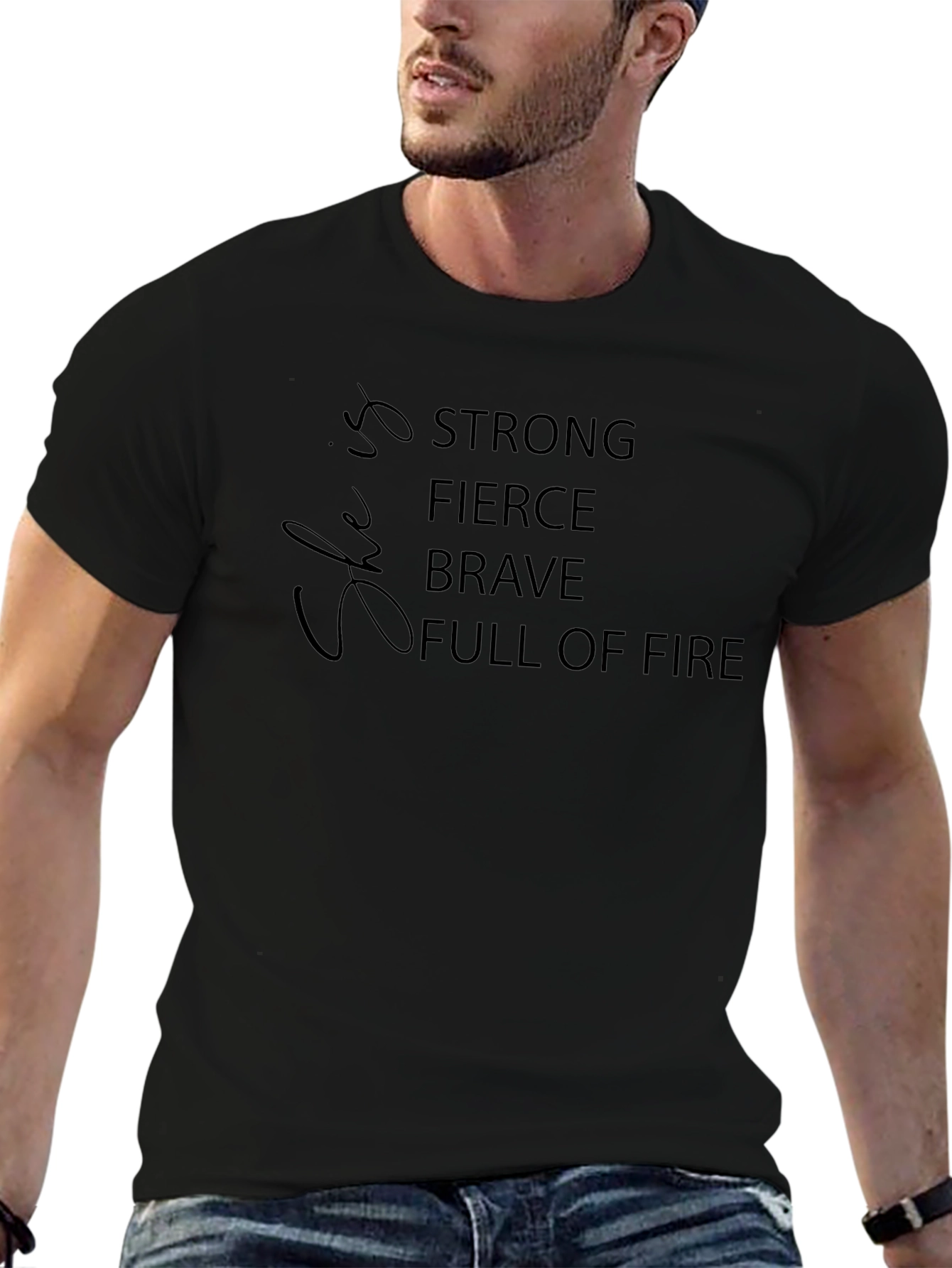 Strong Fierce Brave Graphic Tee - Black