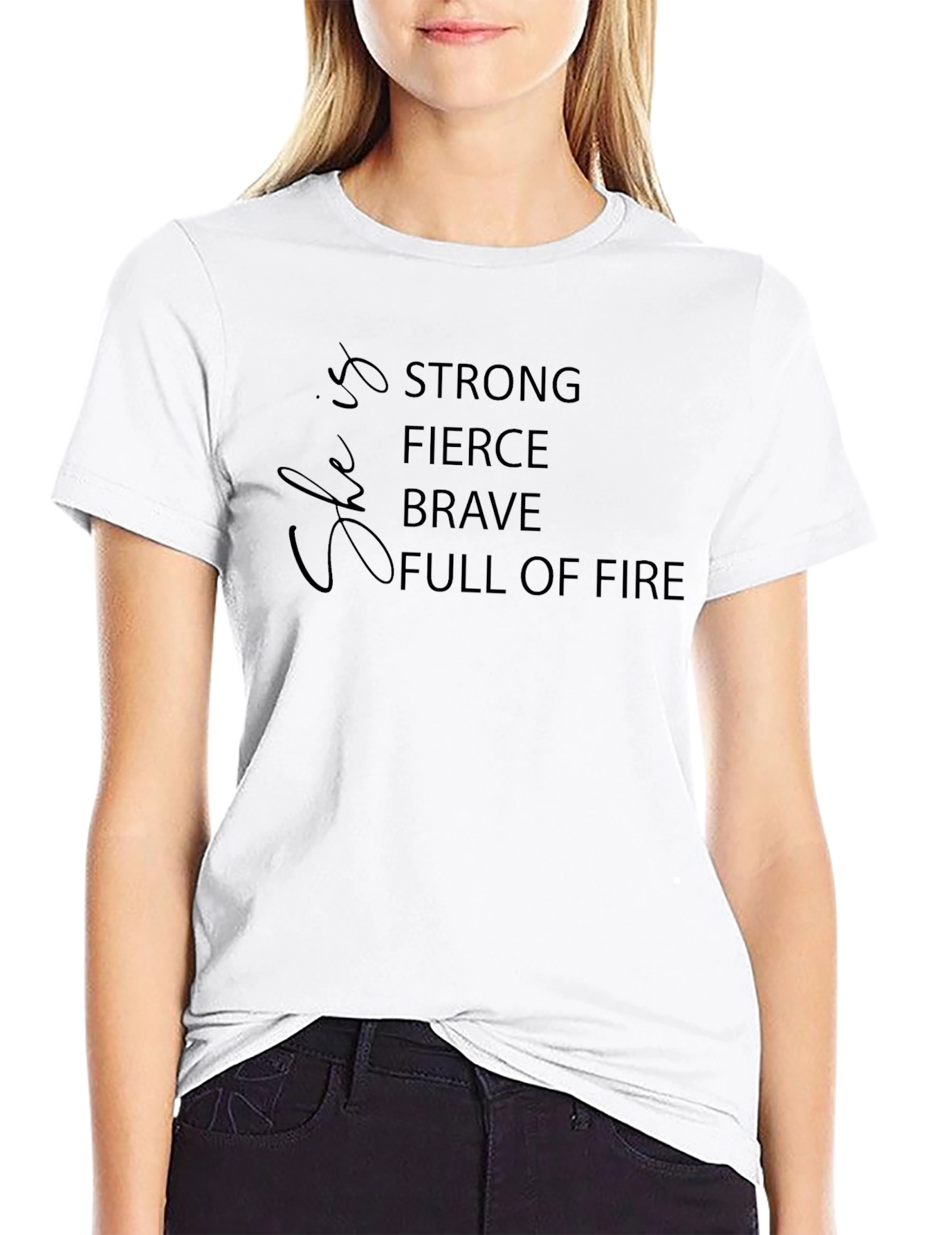 Strong Fierce Brave Graphic Tee - Black