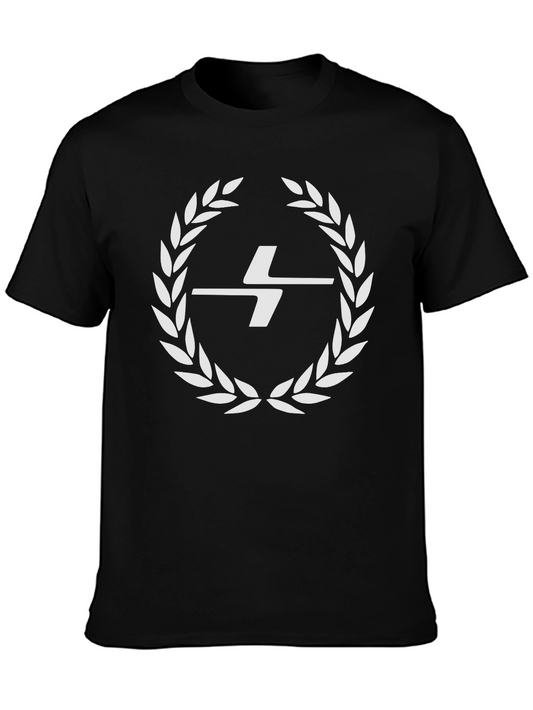 Graphic Tee: Laurel Wreath & Abstract Logo - Black