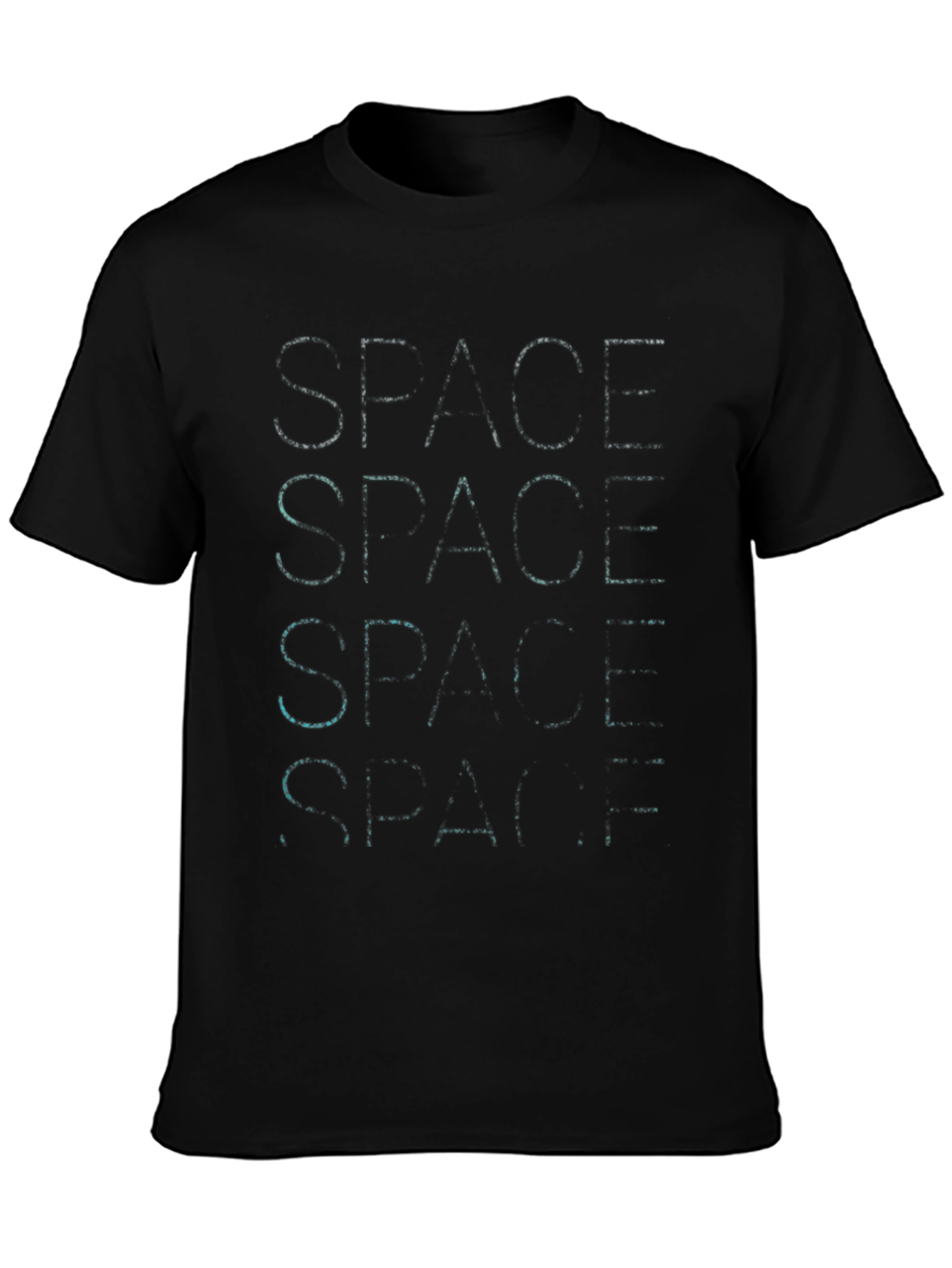 Space Repeated Graphic Black T-Shirt