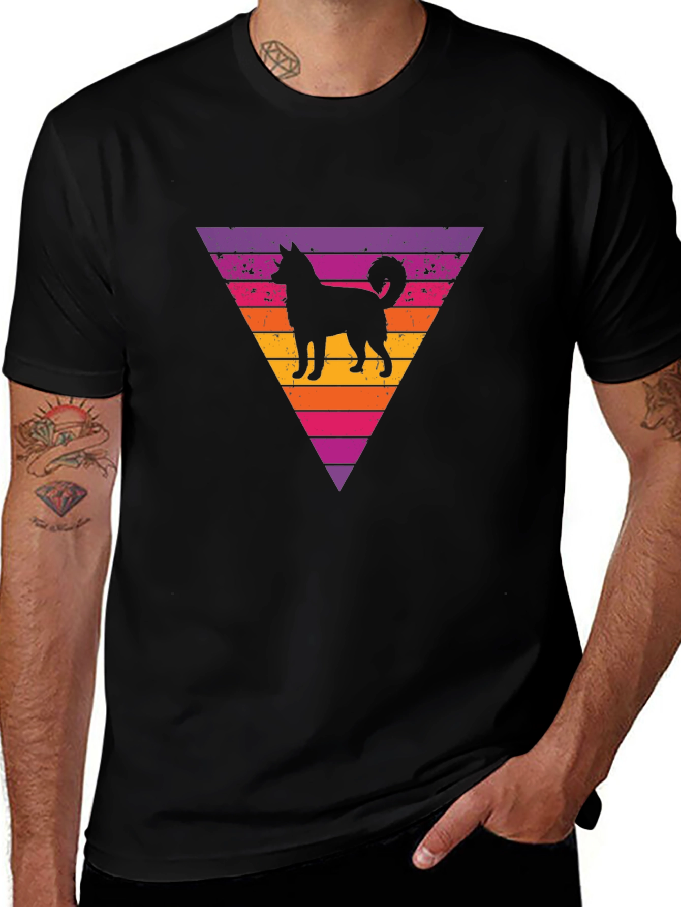 Retro Dog Silhouette Graphic T-Shirt