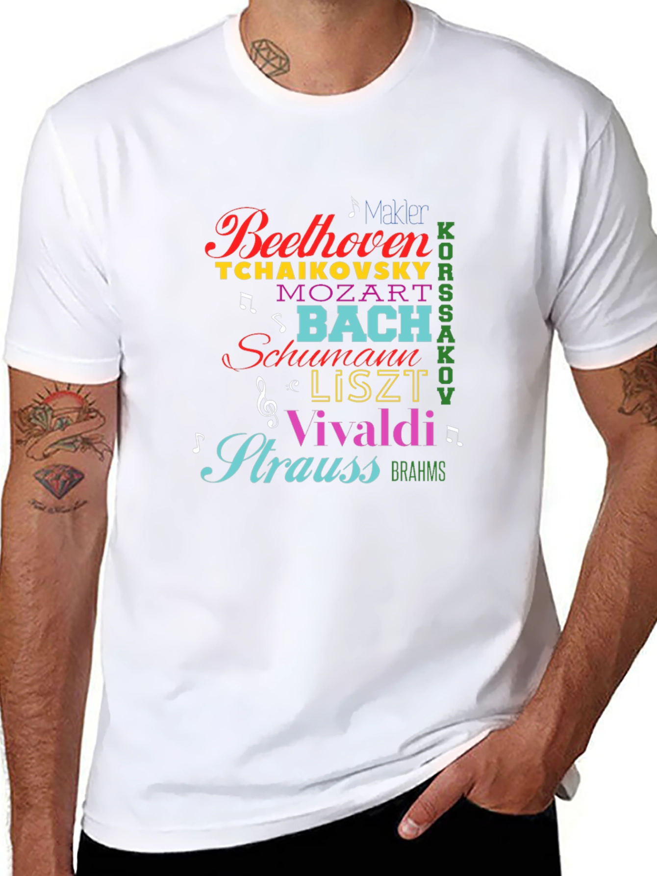 Composer Names T-Shirt: Beethoven Bach Mozart Vivaldi