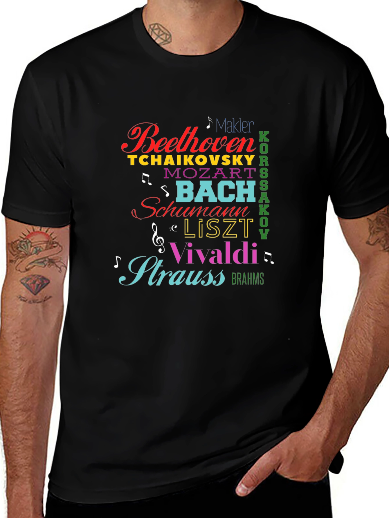 Composer Names T-Shirt: Beethoven Bach Mozart Vivaldi
